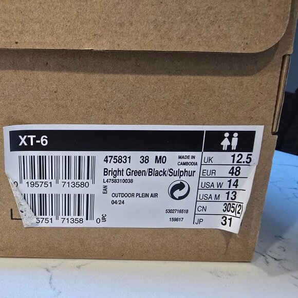 Salomon XT-6 Men's Bright Green Sulphur 475831 Hiking Trail Mens Size 13 NEW - Picture 10 of 15